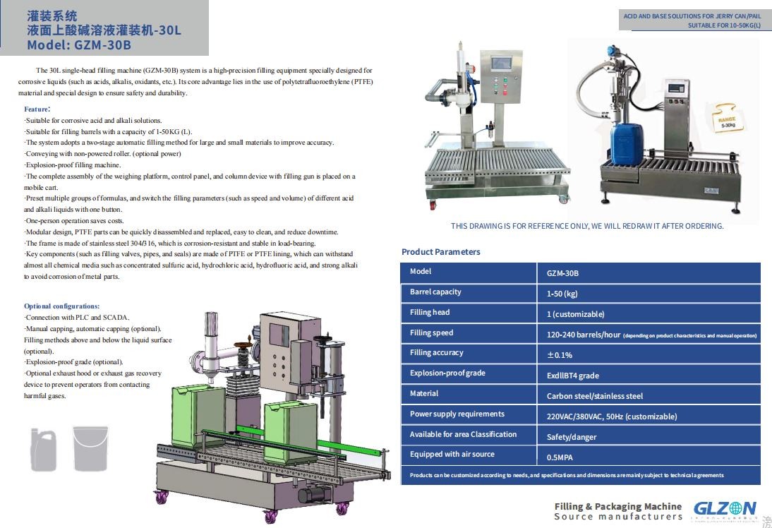 Technical Specifications Technical specifications of GZM-25-BAG Jerrycan filling system