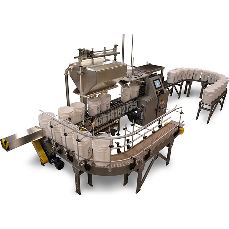 雙頭在線自動凈重桶灌裝封口機(jī)